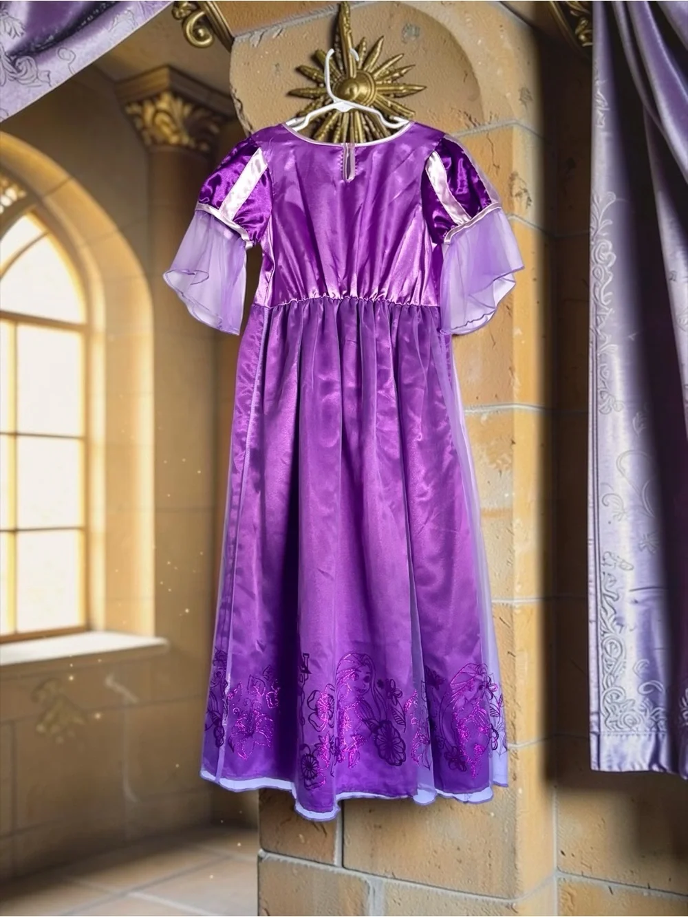 NWT Disney Store Rapunzel Princess Costume Dress Lavender Satin Girls Size 5/6